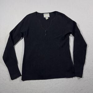 Wicked Wool Sweater Womens Small Henley Pullover Lightweight Knit Long Sleeve